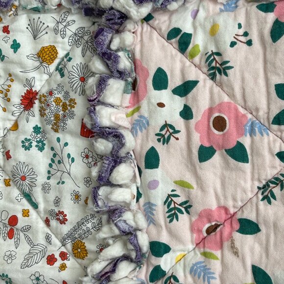 Handmade Rag Quilt Dominate Ragtime Children Nursery Lap Patchwork 43 X 37 Inch - Picture 12 of 16